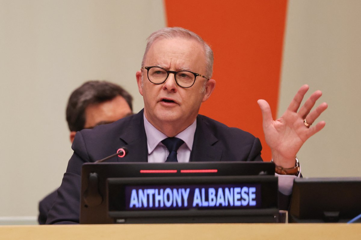 Anthony Albanese tại trụ sở Liên Hợp Quốc ở New York ngày 22/9/2026.