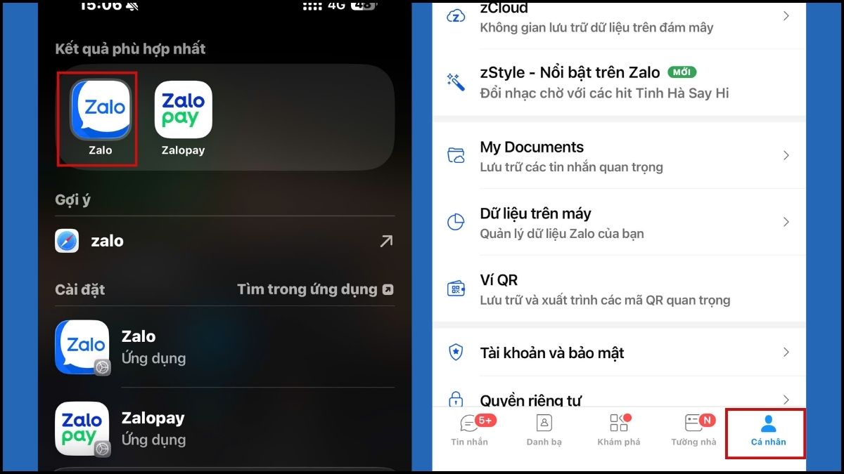 Quản lý dung lượng Zalo trong Cài đặt iPhone
