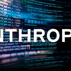 Biểu trưng Anthropic trên nền mã nguồn mô hình trí tuệ nhân tạo