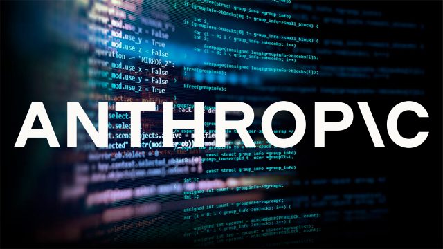 Biểu trưng Anthropic trên nền mã nguồn mô hình trí tuệ nhân tạo