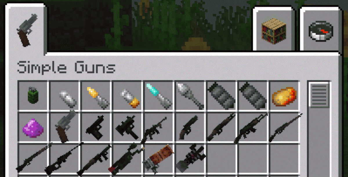 Kho item súng và đạn trong Minecraft