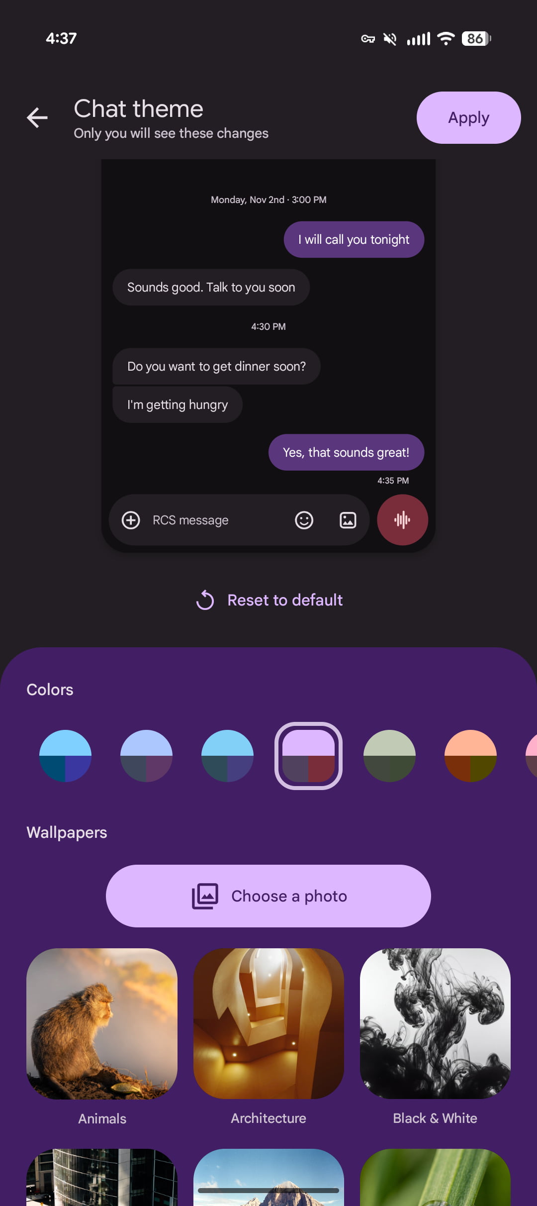 Ảnh chụp giao diện Chat theme trong Google Messages (4)