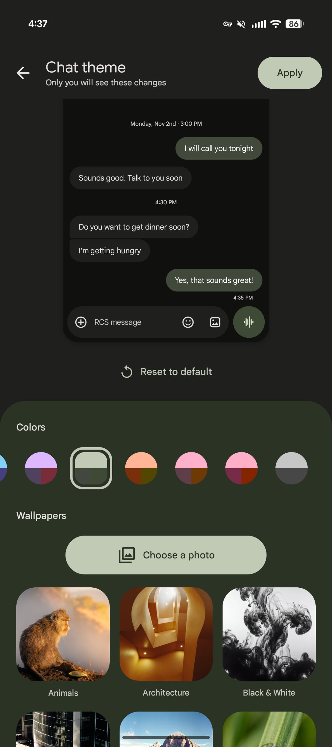 Ảnh chụp giao diện Chat theme trong Google Messages (5)