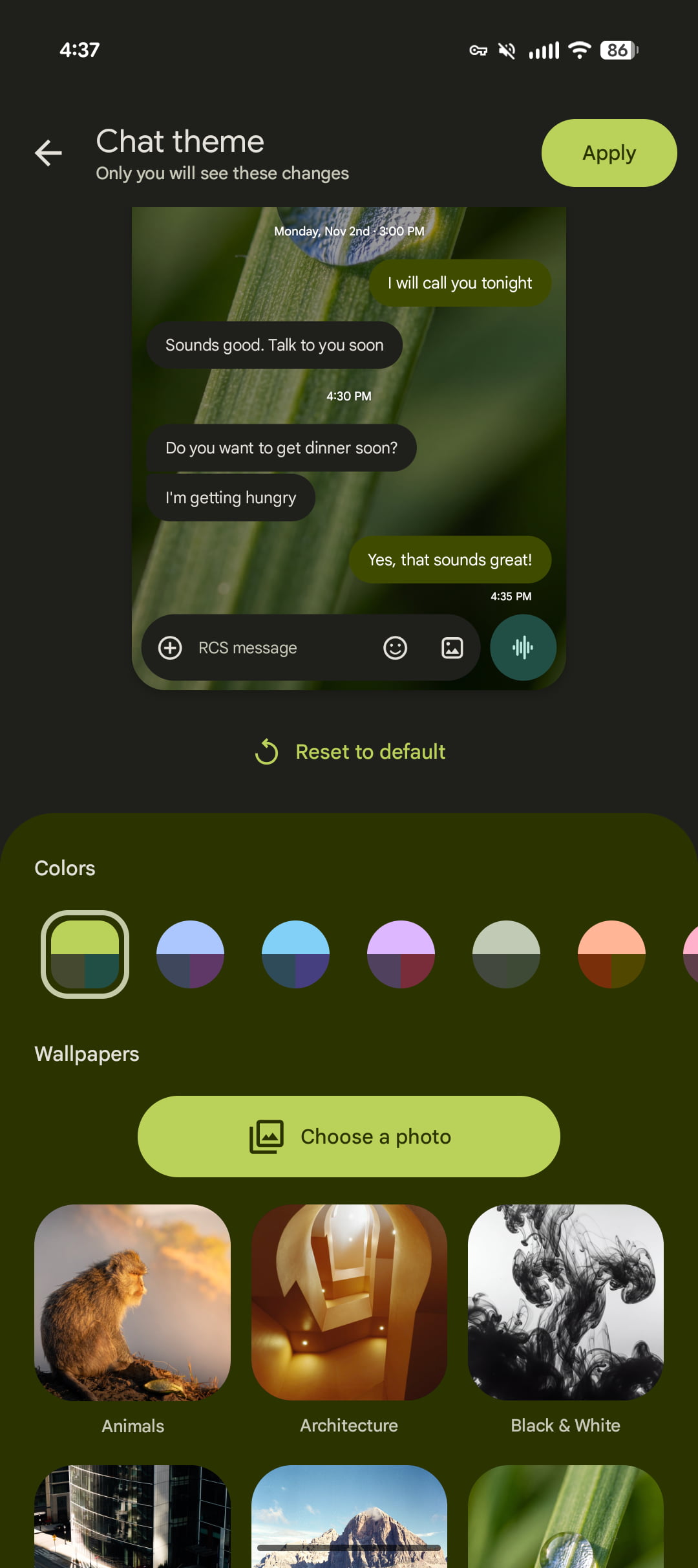Ảnh chụp giao diện Chat theme trong Google Messages (6)