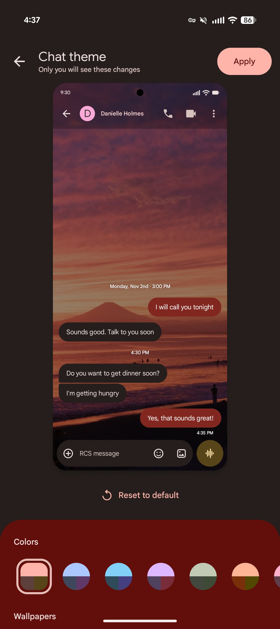 Ảnh chụp giao diện Chat theme trong Google Messages (8)