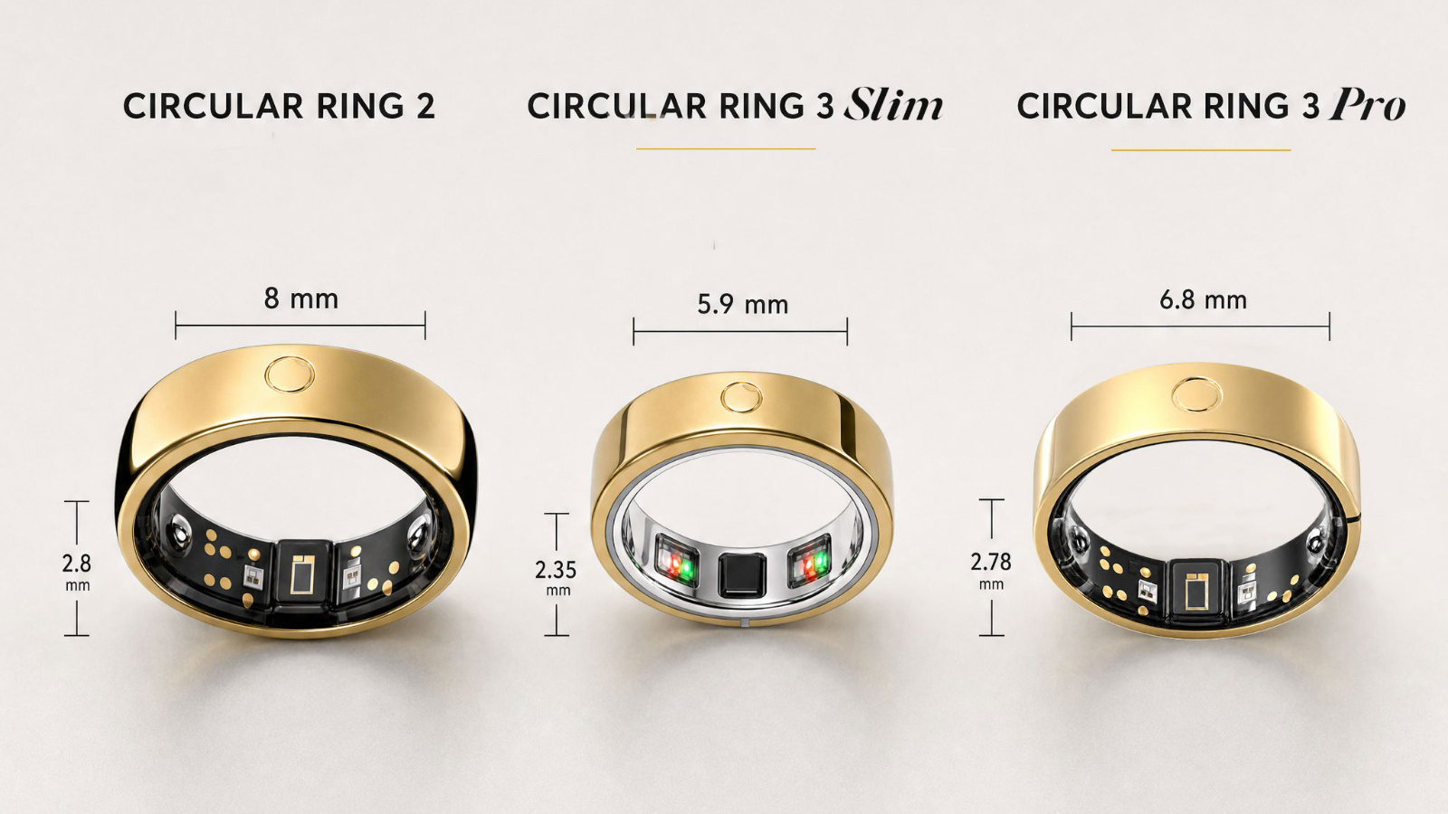 Các phiên bản nhẫn Circular Ring 3 Pro và Ring 3 Slim