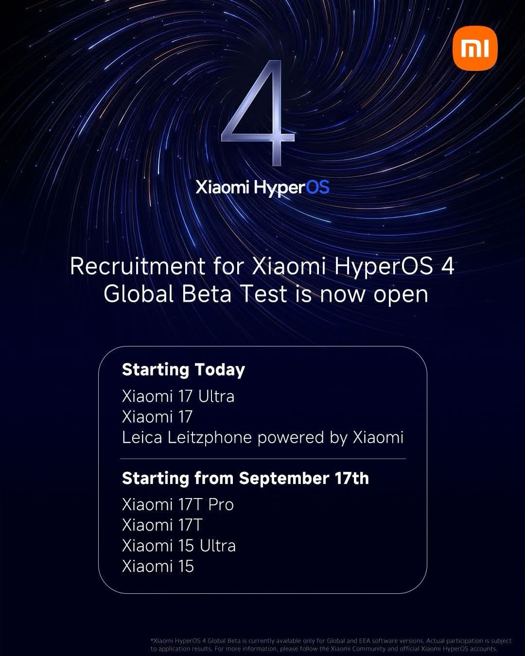 Poster tuyển HyperOS 4 Global Beta của Xiaomi