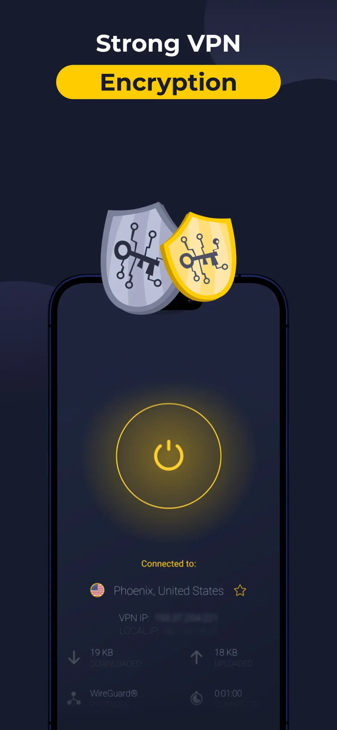 Giao diện kết nối một chạm của CyberGhost VPN trên iOS