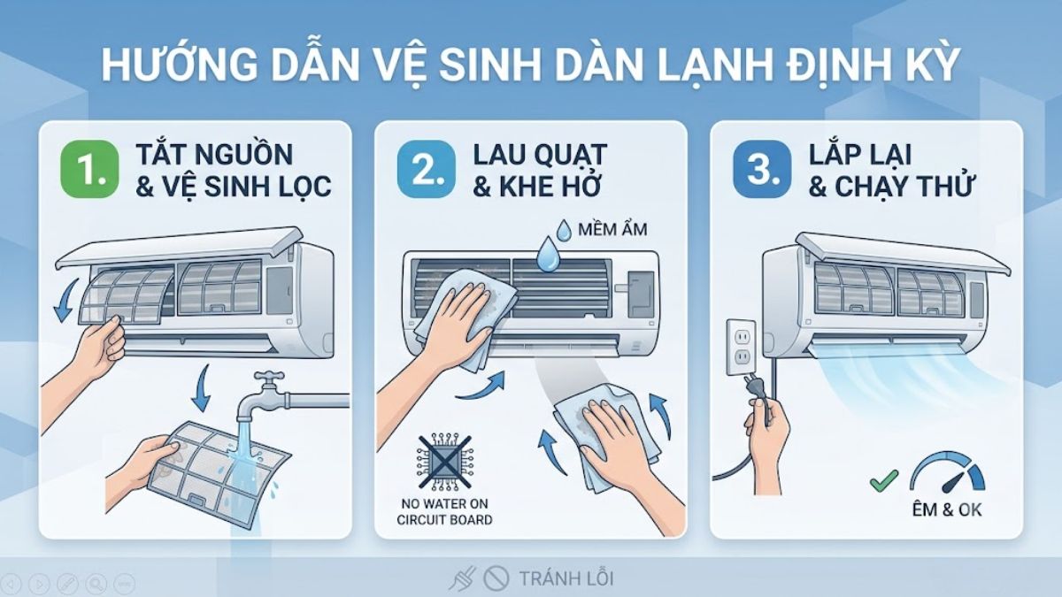 Điều hòa Panasonic trong ảnh minh họa việc kiểm tra thiết bị.