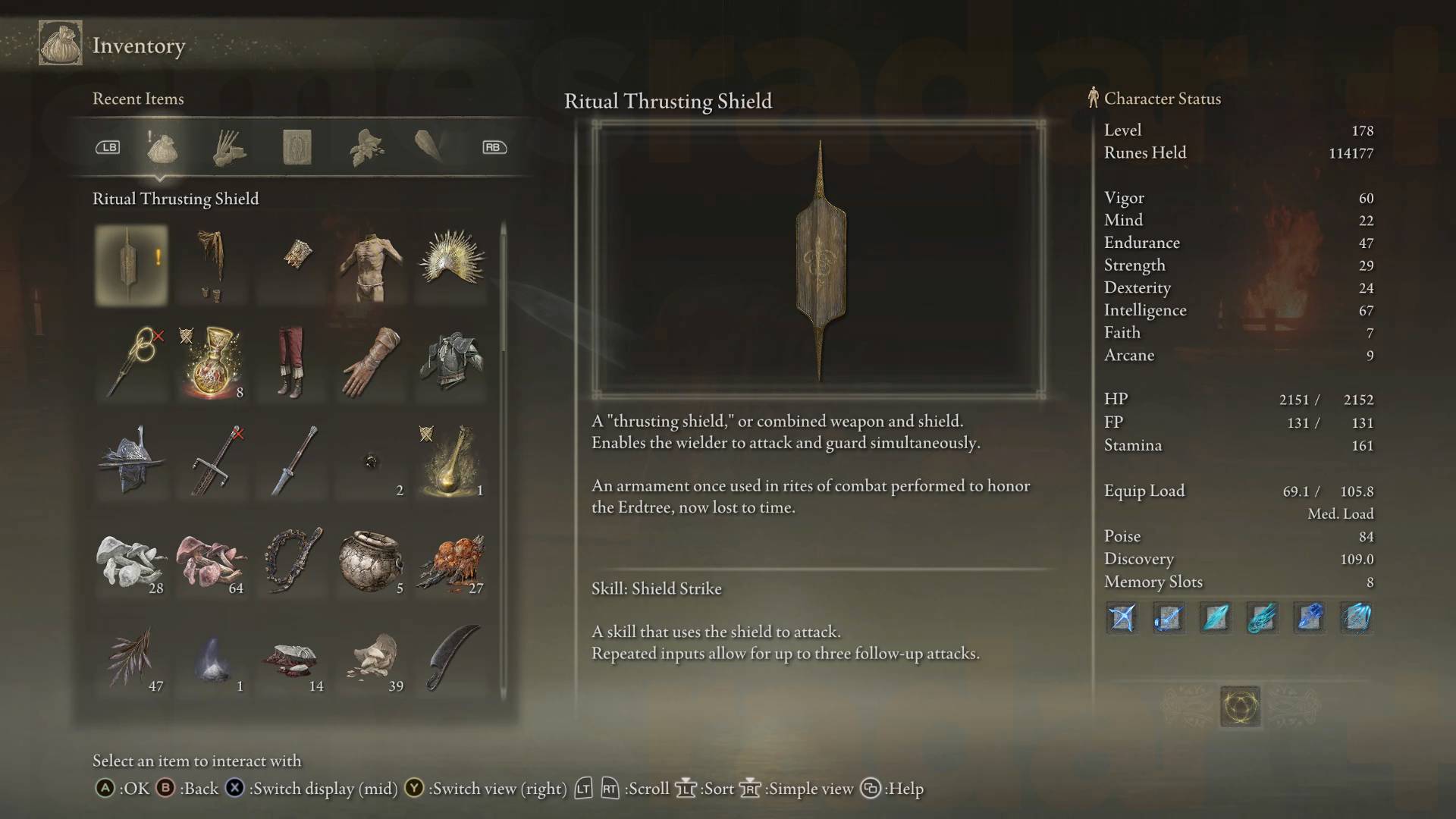 Ritual Thrusting Shield trong Elden Ring.