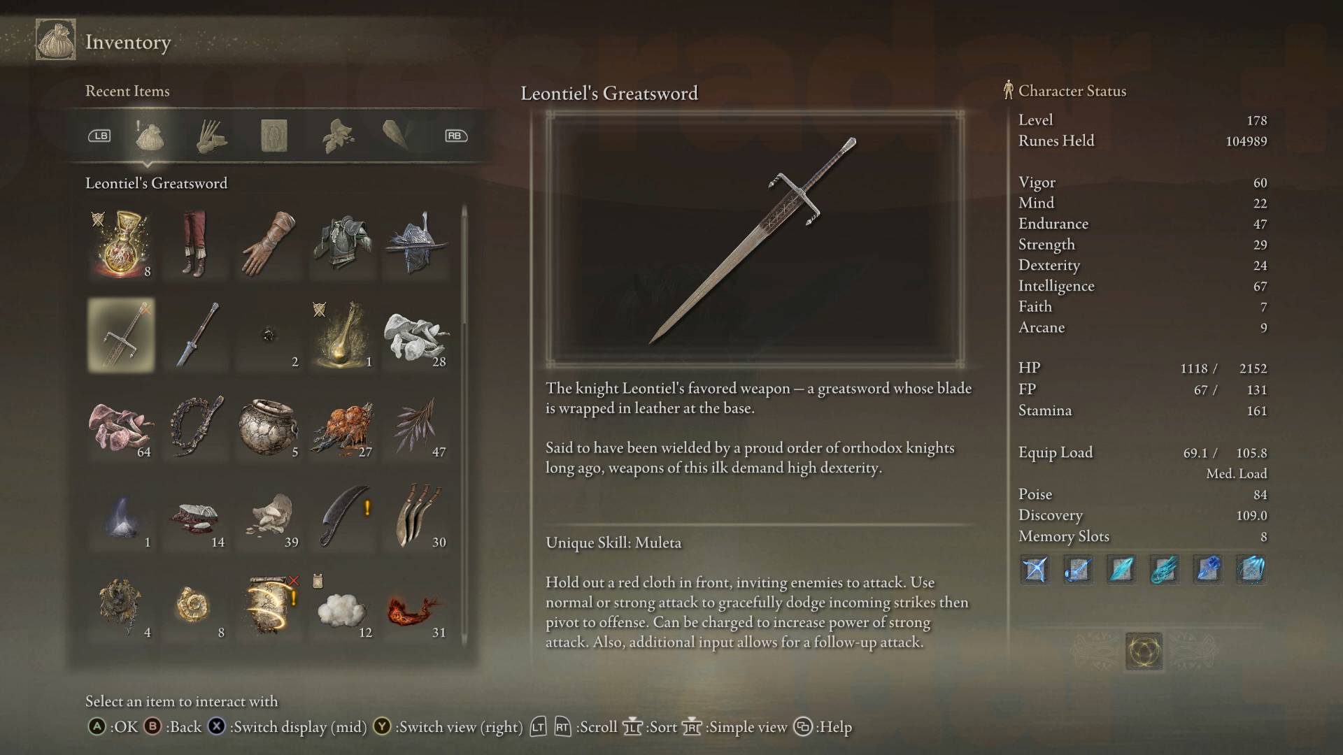Leontiel's Greatsword trong Elden Ring.