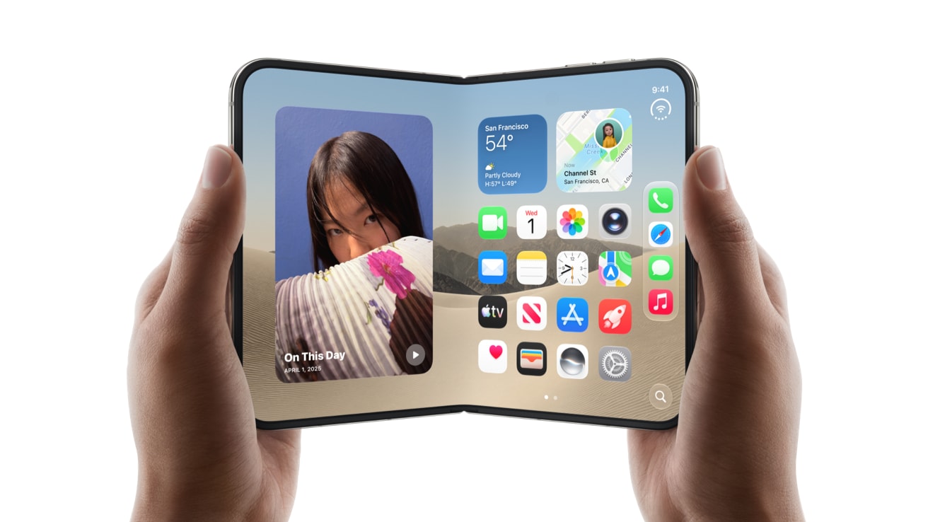 iPhone Duo đang mở rộng màn hình gập