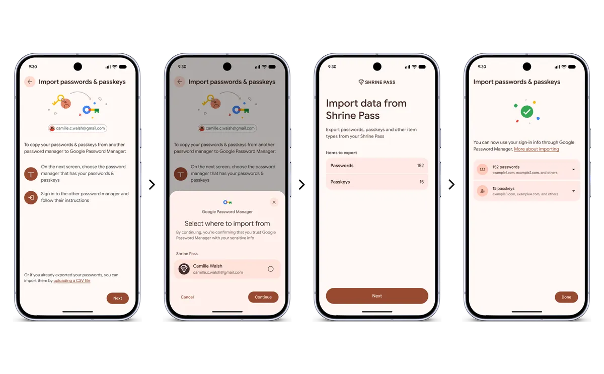 Các bước chọn nguồn nhập và cấp quyền chuyển giao thông tin đăng nhập trên Android