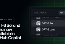 Ảnh minh họa bộ chọn model có GPT-6 Sol và GPT-6 Luna trên GitHub Copilot.