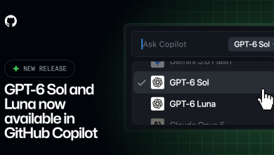Ảnh minh họa bộ chọn model có GPT-6 Sol và GPT-6 Luna trên GitHub Copilot.