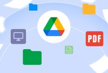 Logo Google Drive cùng các tài liệu minh họa ứng dụng lưu trữ đám mây