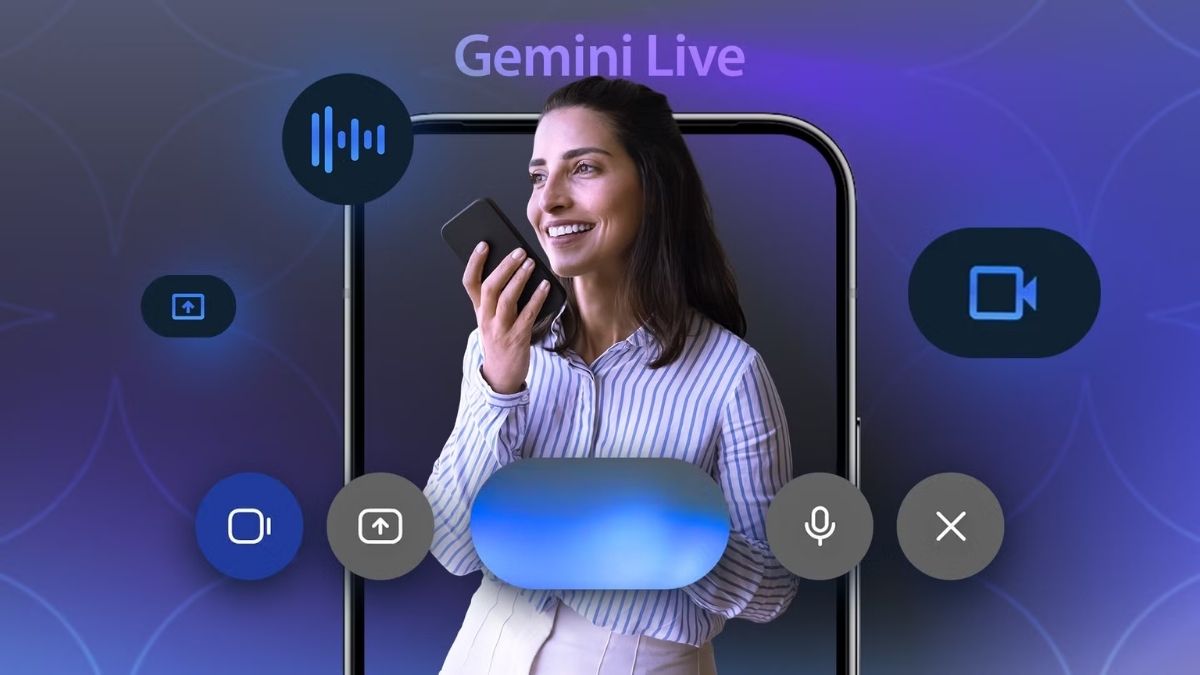 Giao diện trò chuyện tương tác giọng nói với trợ lý ảo Gemini Live