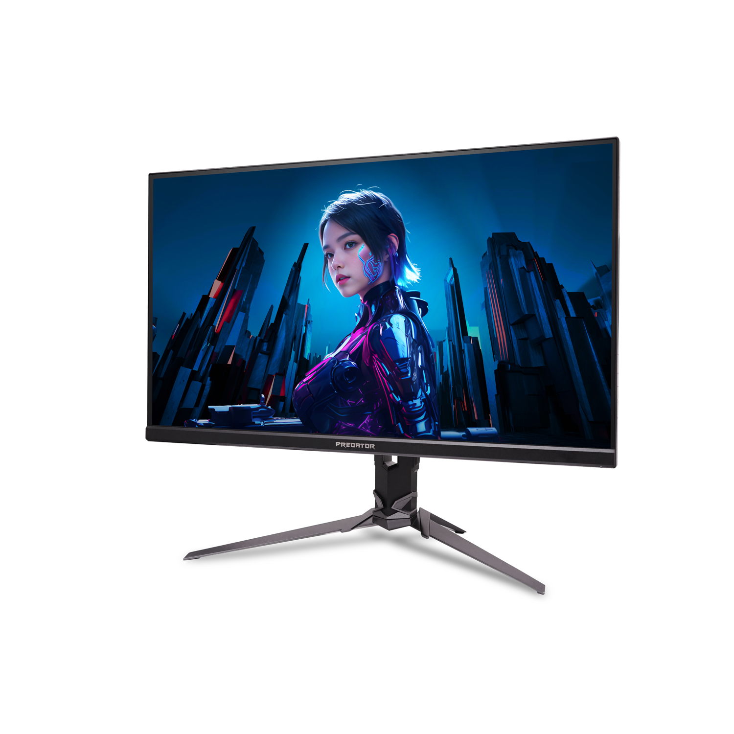 Màn hình gaming Acer Predator XB253Q U1 nhìn từ góc 3/4 với chân đỡ Predator màu xám