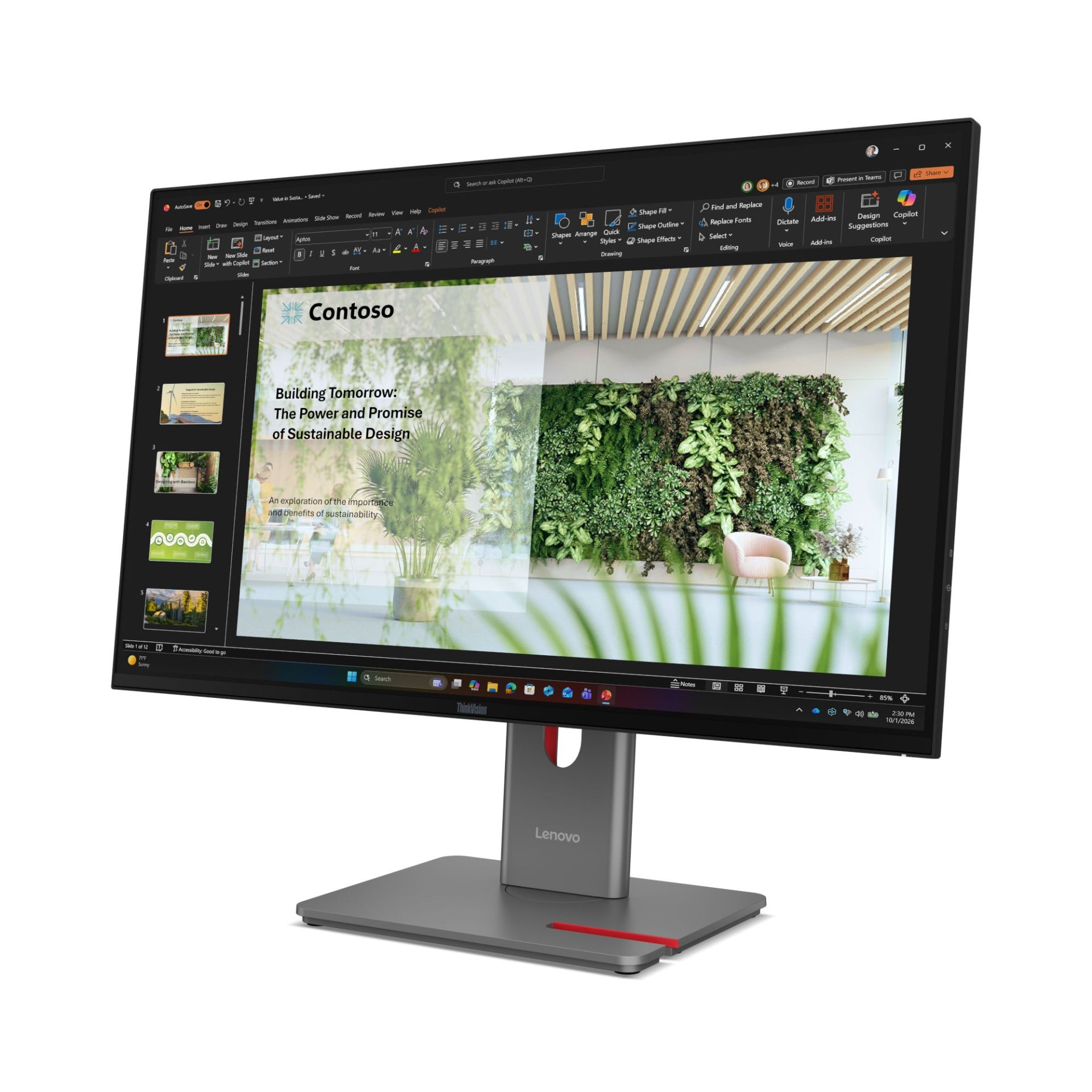 Mặt sau và cụm chân đế công thái học của ThinkVision P27UL-40