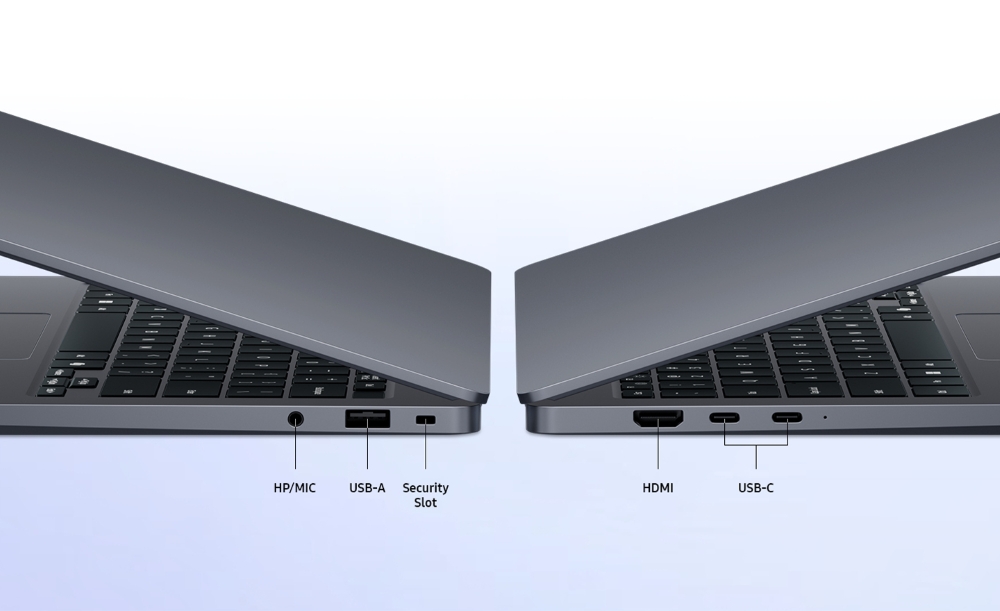 Các cổng kết nối gồm USB-C, USB-A, HDMI và jack 3.5mm trên Galaxy Book6