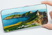 Tay cầm điện thoại Tecno Next-Gen Bezelless Concept Phone nằm ngang, màn hình tràn không viền