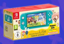 Nintendo Switch Lite màu Turquoise trên nền vàng