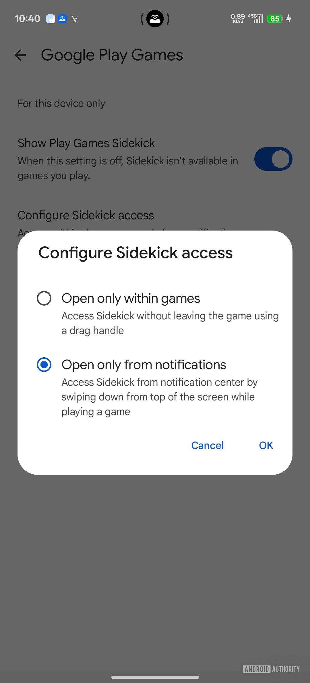 Google Play Games Sidekick