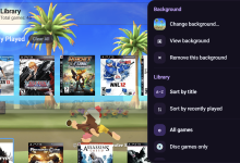 Thư viện game ARMSX3 với theme PS3 hoạt họa làm hình nền
