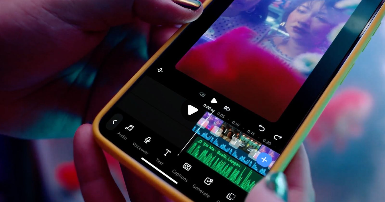 Giao diện timeline đa lớp Adobe Premiere Android trên điện thoại