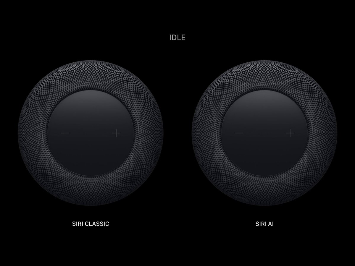 Đèn trạng thái Siri AI hiển thị trên màn hình cảm ứng HomePod