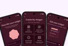 Ba màn hình Create My Widget trên điện thoại Android