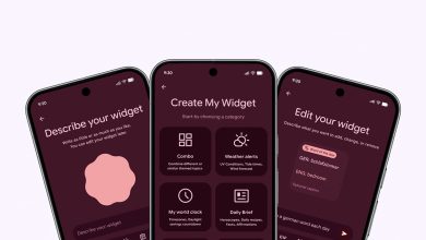 Ba màn hình Create My Widget trên điện thoại Android