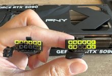 Card đồ họa PNY GeForce RTX 5090 và sợi cáp 12V-2x6 bị cháy