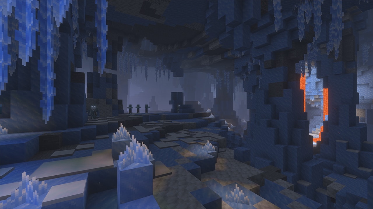 Hang băng với địa hình phủ băng trong Minecraft Winter game drop