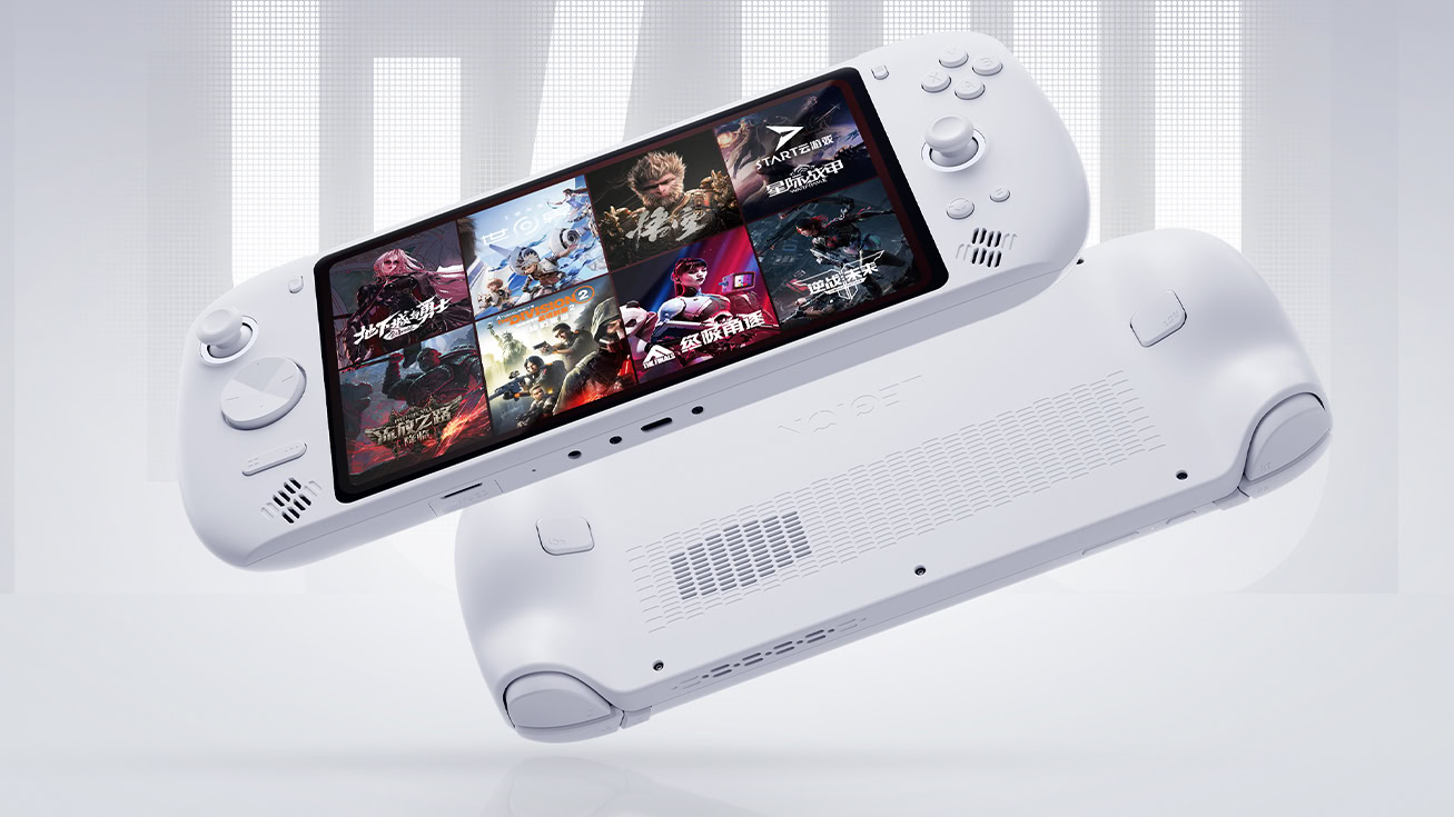 Lenovo Legion C700 mặt trước hiển thị giao diện game và mặt lưng tản nhiệt