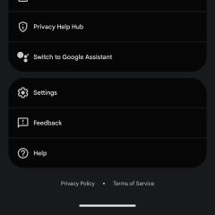 Ảnh chụp menu tài khoản ứng dụng Gemini với tùy chọn Switch to Google Assistant