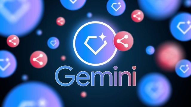 Biểu tượng Google Gemini và các khối Gems phát sáng.