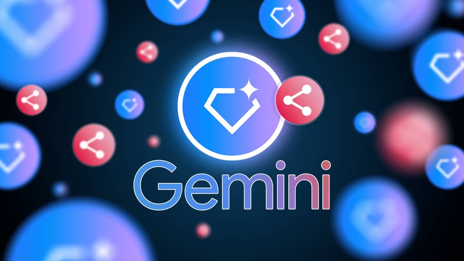Biểu tượng Google Gemini và các khối Gems phát sáng.