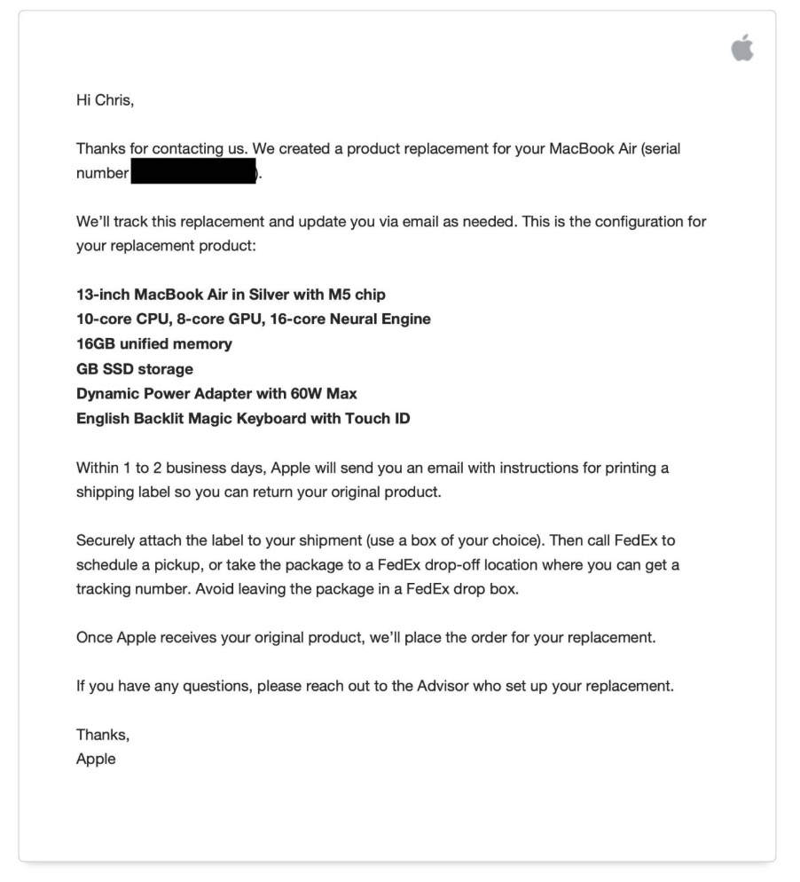 Email xác nhận đổi máy
