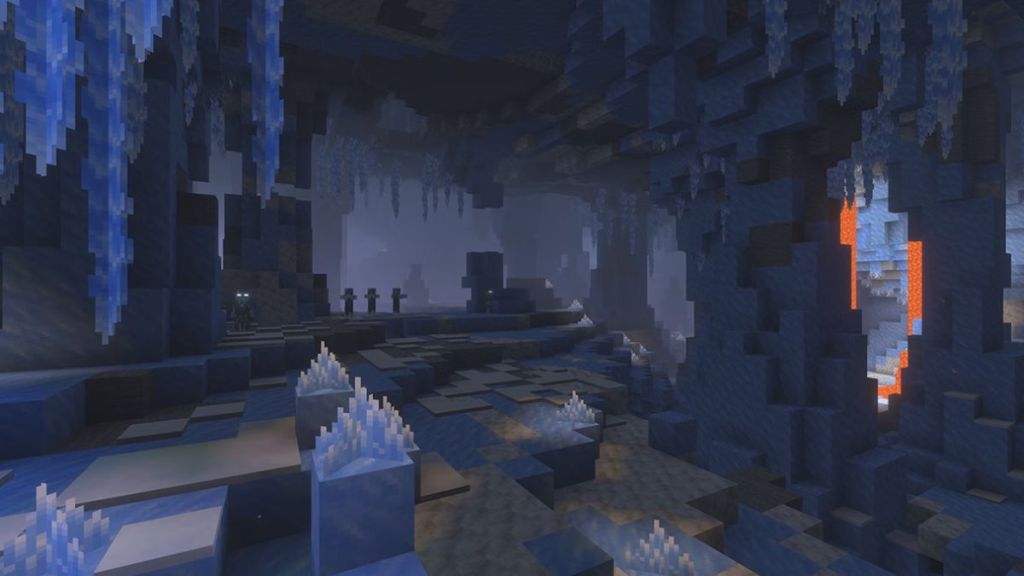 Tinh thể và thạch nhũ trong biome Ice Caves của Minecraft