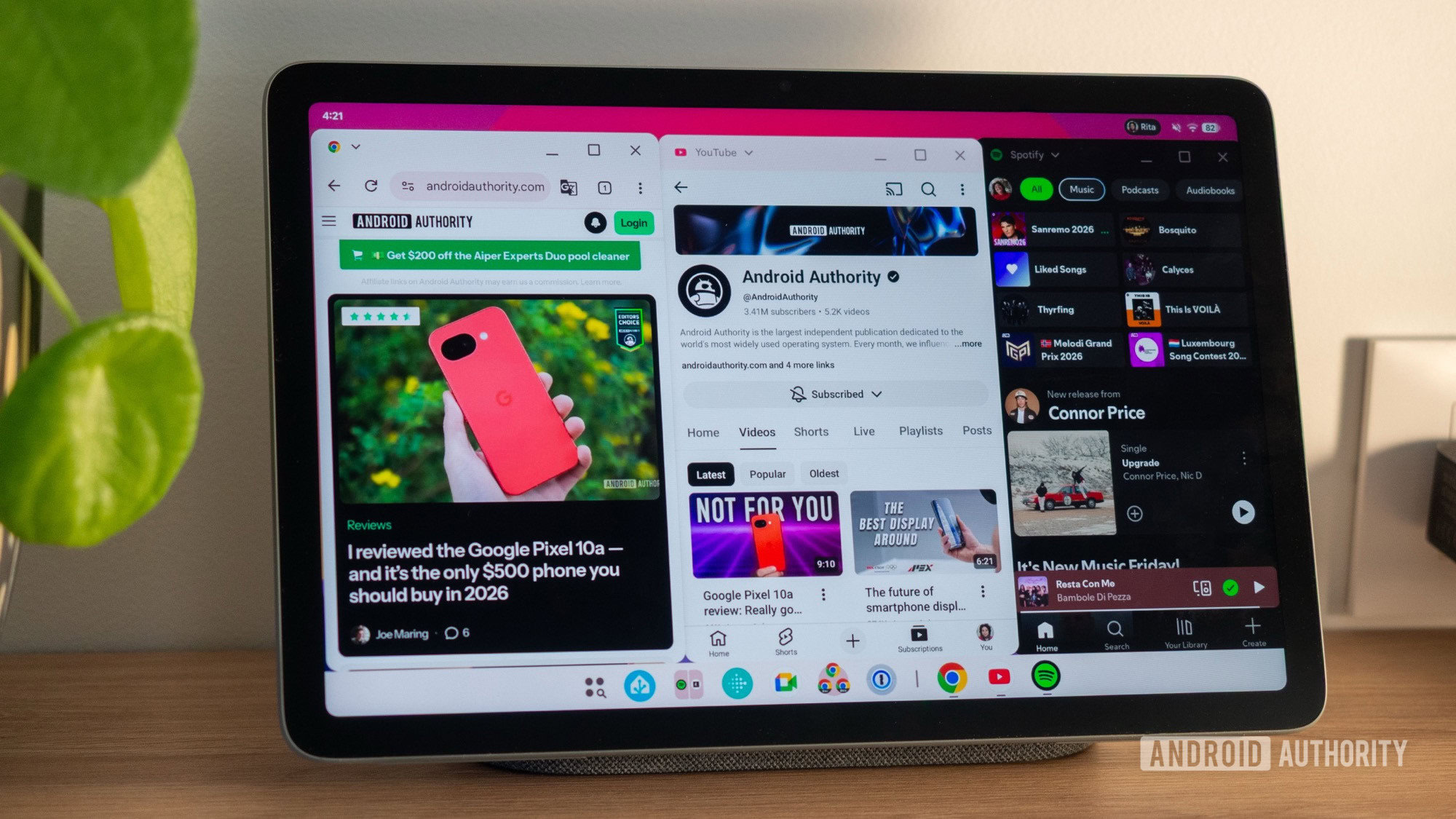 Nhiều cửa sổ ứng dụng trên Pixel Tablet