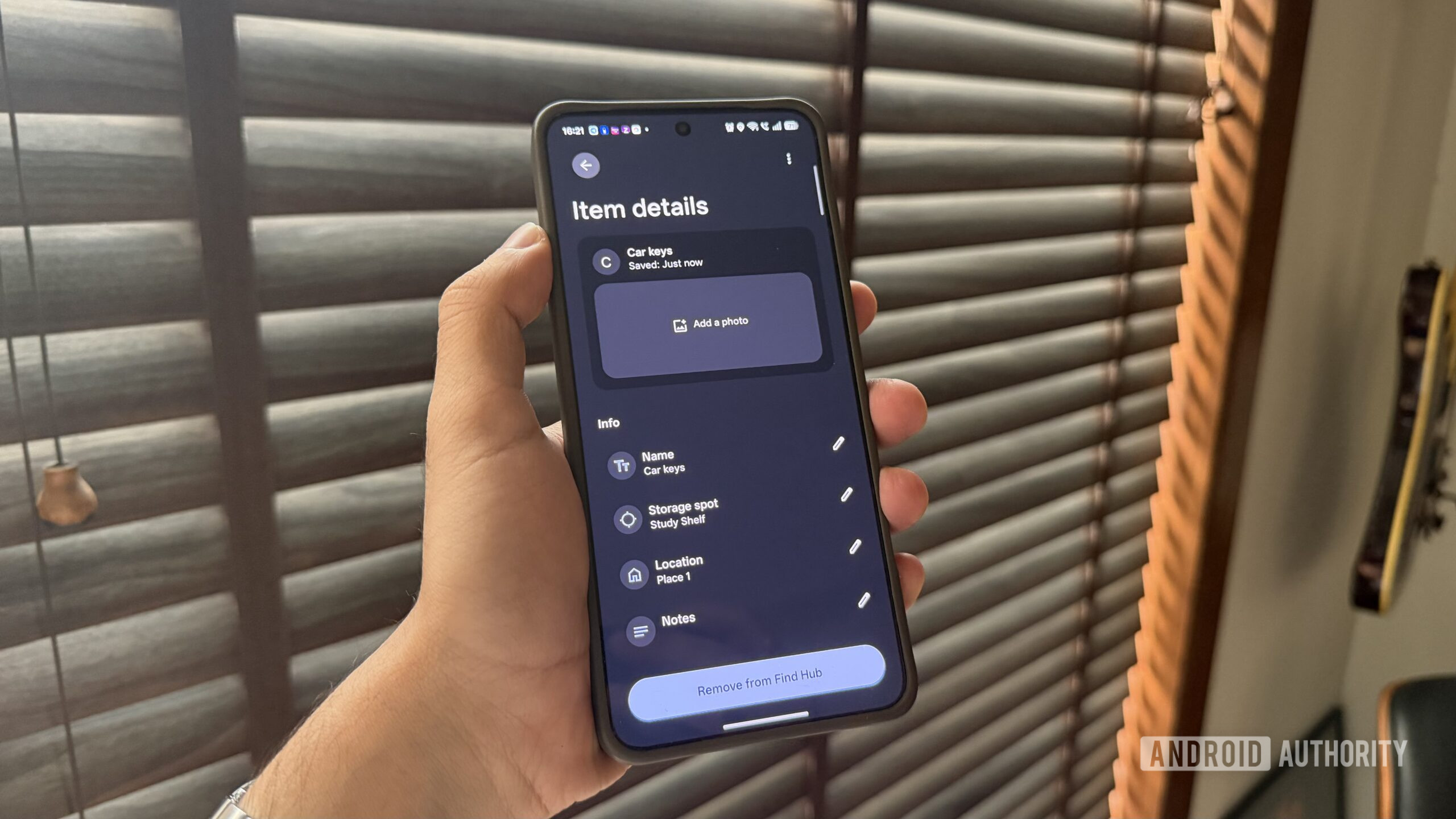 Biểu mẫu nhập thủ công vật dụng và vị trí lưu trong Find Hub