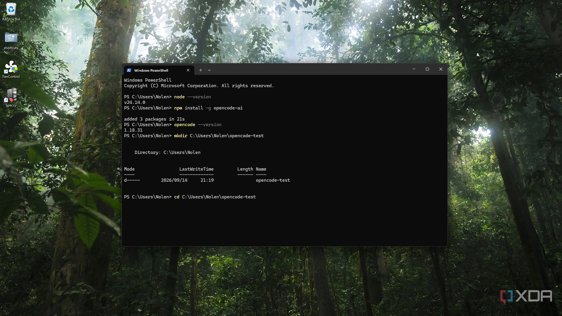 Cài đặt OpenCode qua Windows Terminal