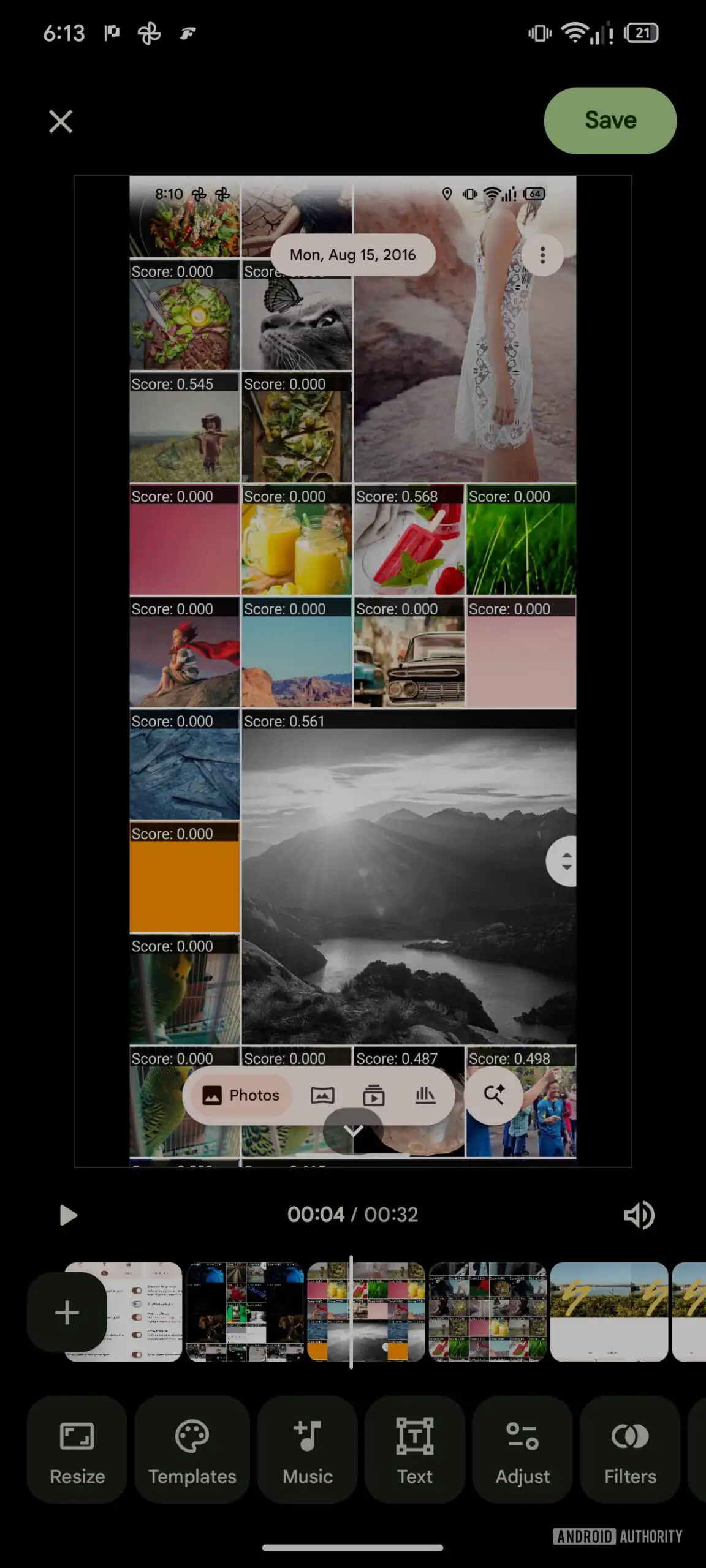 Giao diện chỉnh sửa Highlight Video trên dòng thời gian Google Photos