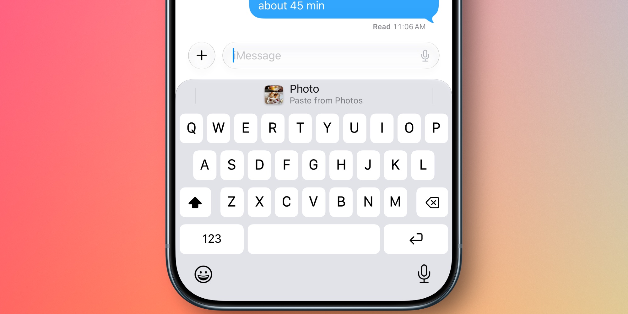 Phím tắt dán nội dung hiển thị phía trên bàn phím ảo của iOS 27