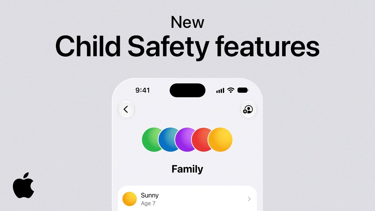 Màn hình giao diện Family thiết lập tài khoản trẻ em trong video của Apple