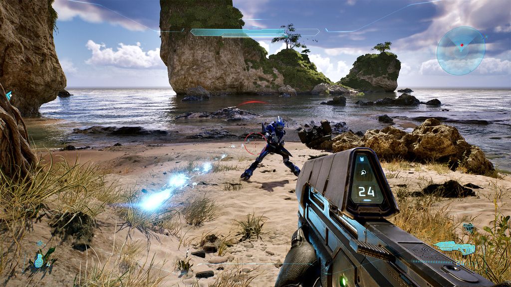 Cảnh chiến đấu góc nhìn thứ nhất trong game Halo