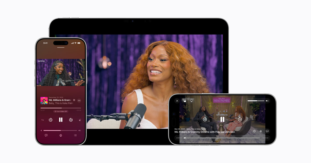 Cùng một tập podcast video hiển thị trên iPhone iPad và điện thoại