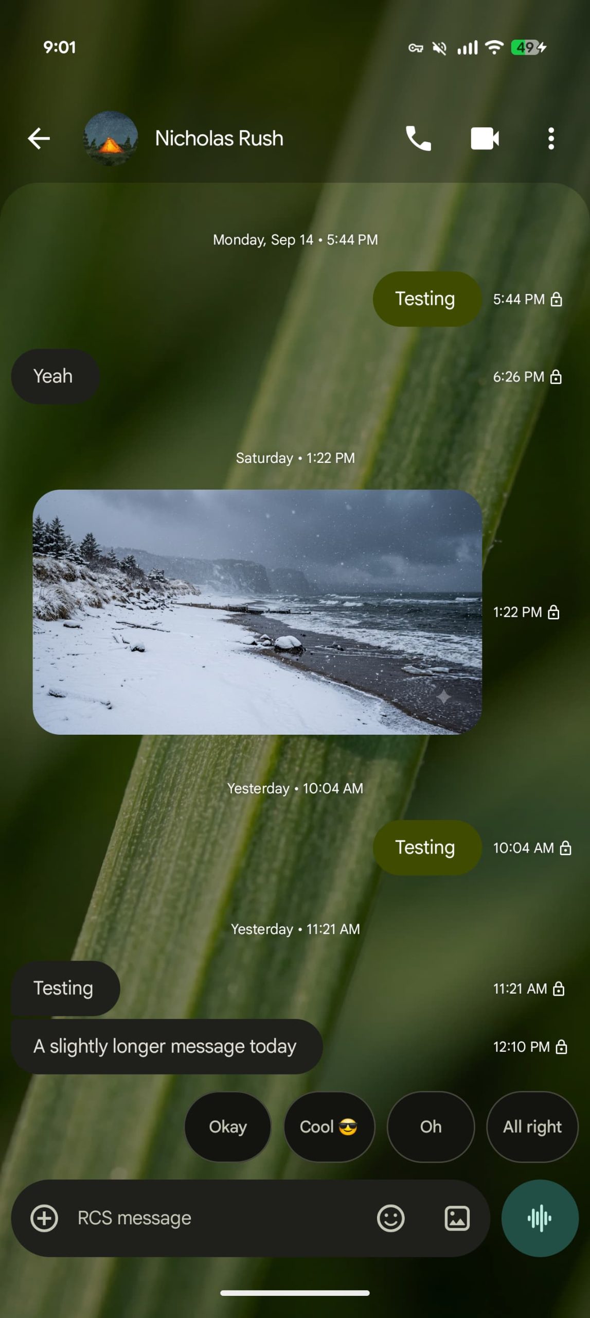 Cột mốc thời gian và trạng thái mã hóa RCS trong hội thoại Google Messages