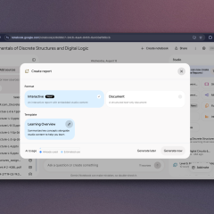 create report dialog with interactive and document format options
